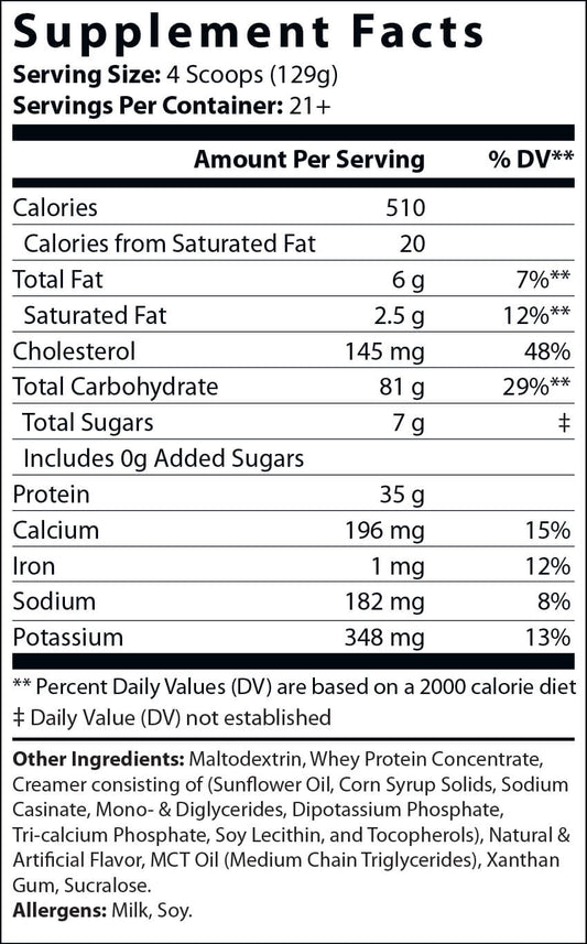 6lb Bulk Up! Mass Gainer Vanilla Milkshake w/Low Sugar