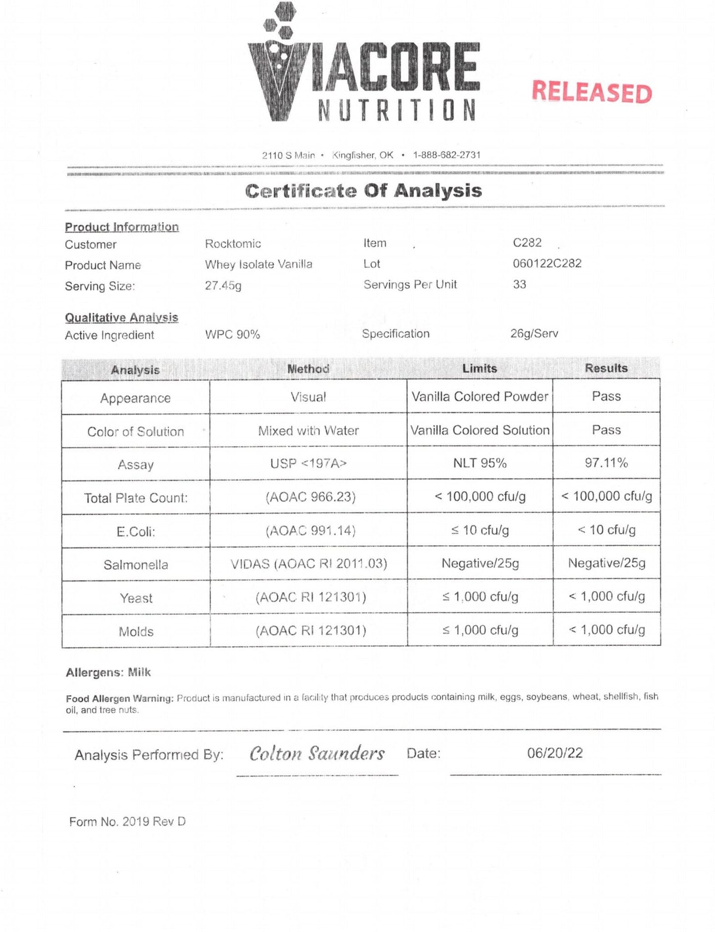 2lb 100% Whey Isolate Vanilla