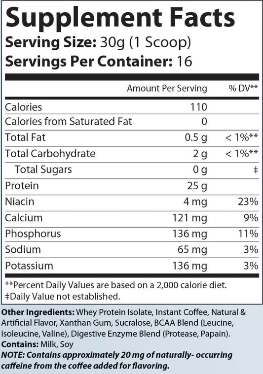 1lb 100% Whey Armor Isolate Protein Cappuccino