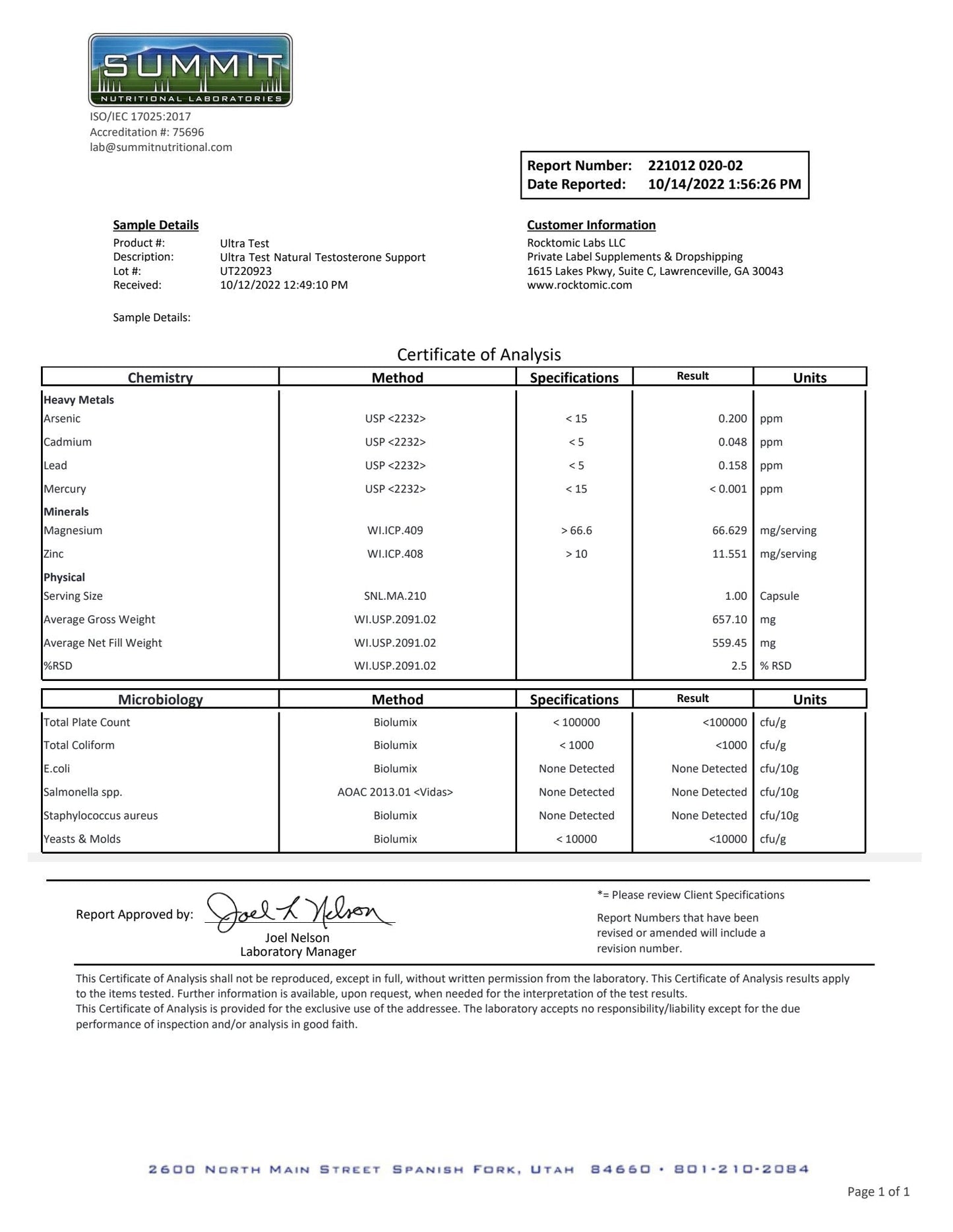 Ultra Test Natural Testosterone Support