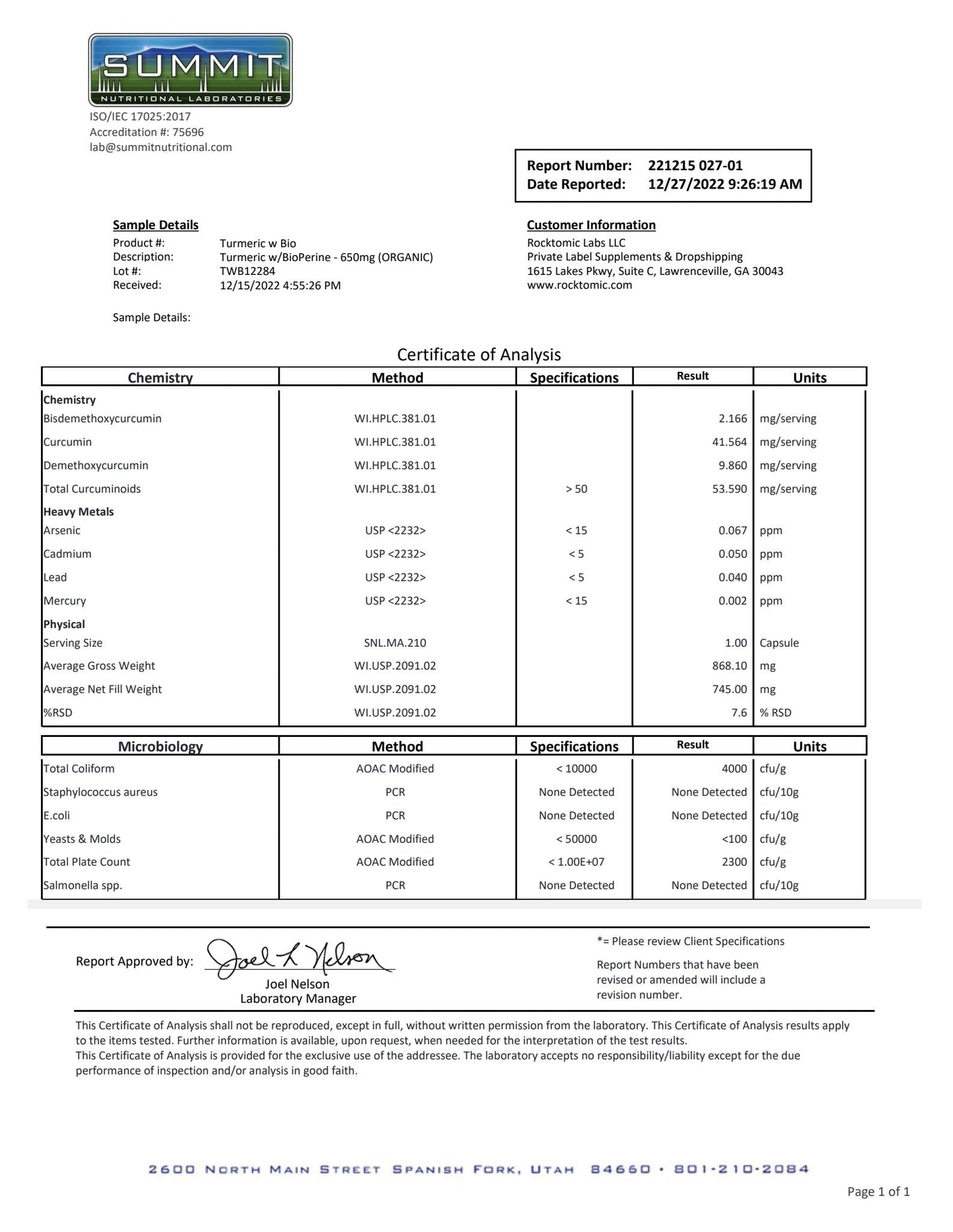 Turmeric w/BioPerine - 650mg (ORGANIC)